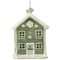 Szklane zielone domki - zawieszki choinkowe 10 cm w2