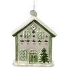 Szklane zielone domki - zawieszki choinkowe 10 cm w3