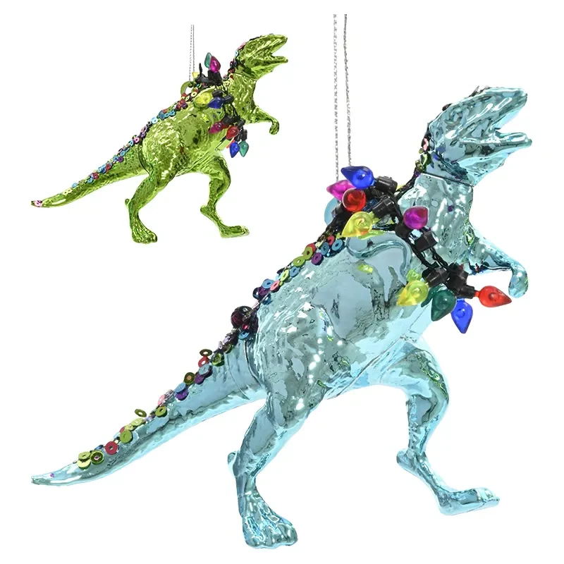 Dinozaur z światełkami świątecznymi 11 cm