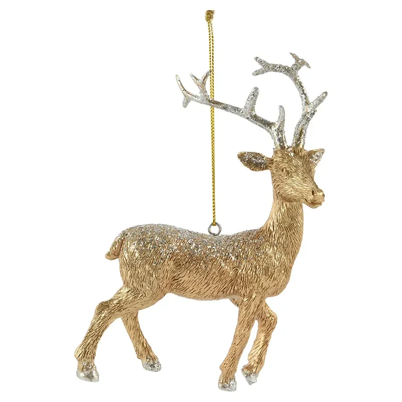 Złoty renifer - zawieszka choinkowa 14 cm