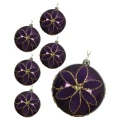 Plastikowe bombki z kwiatem - kpl. 6 szt. 8 cm figowe