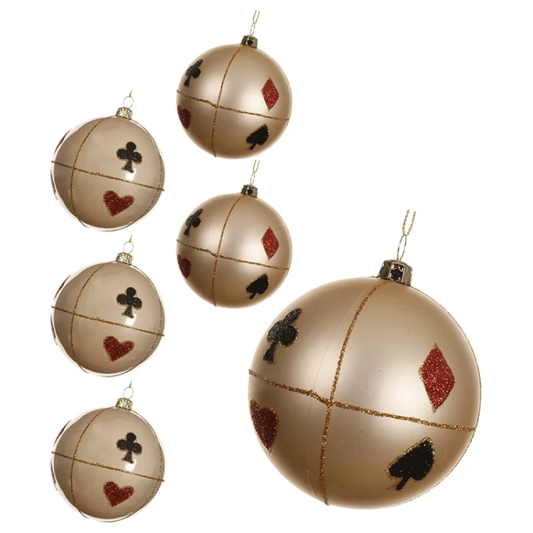 Perłowe karciane bombki choinkowe 6 szt. 8 cm