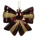 Kokarda - Plastikowa zawieszka choinkowa 12 cm bordo/złoto