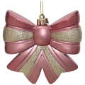 Kokarda - Plastikowa zawieszka choinkowa 12 cm róż/złoto