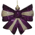 Kokarda - Plastikowa zawieszka choinkowa 12 cm fiolet połysk/złoto