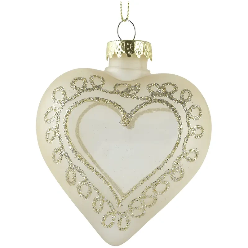 Serce - Biała plastikowa zawieszka choinkowa 10 cm