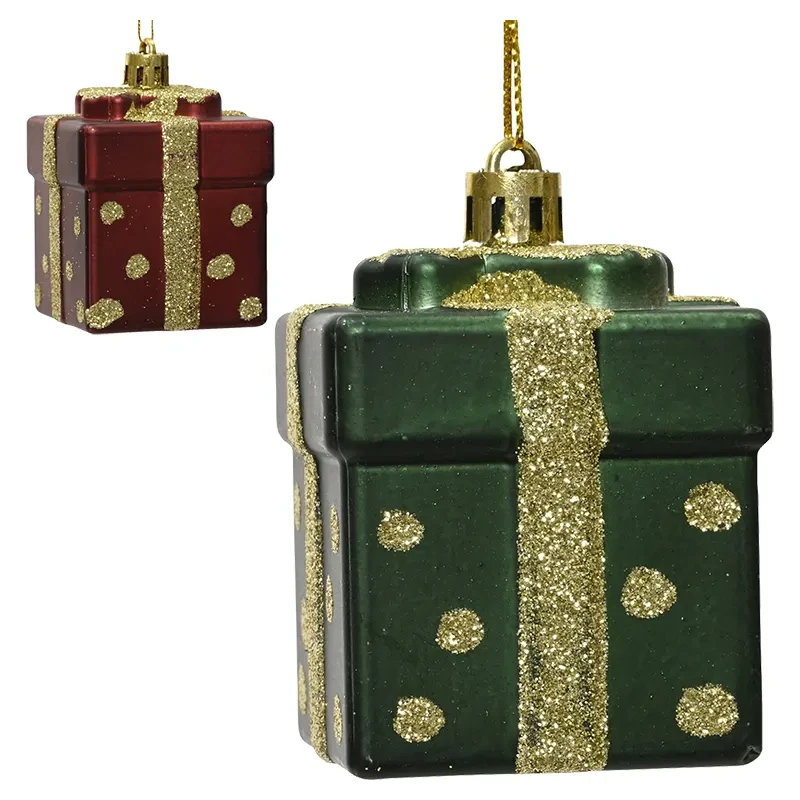 Prezent - plastikowa zawieszka choinkowa 6,8 cm mix