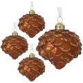 Szyszki miedziane - szklane bobmki choinkowe kpl. 4 szt. 8 cm