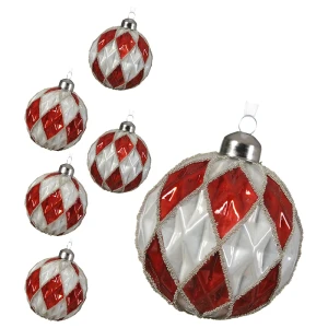 Trójwymiarowe szklane bombki choinkowe 6 szt. 8 cm