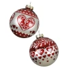Bombki choinkowe z wzorem serc - 6 szt. 8 cm