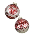 Bombki choinkowe z wzorem serc - 6 szt. 8 cm