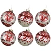 Bombki choinkowe z wzorem serc - 6 szt. 8 cm