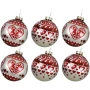 Bombki choinkowe z wzorem serc - 6 szt. 8 cm