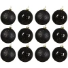 Czarne plastikowe bombki choinkowe 12 szt. 8 cm