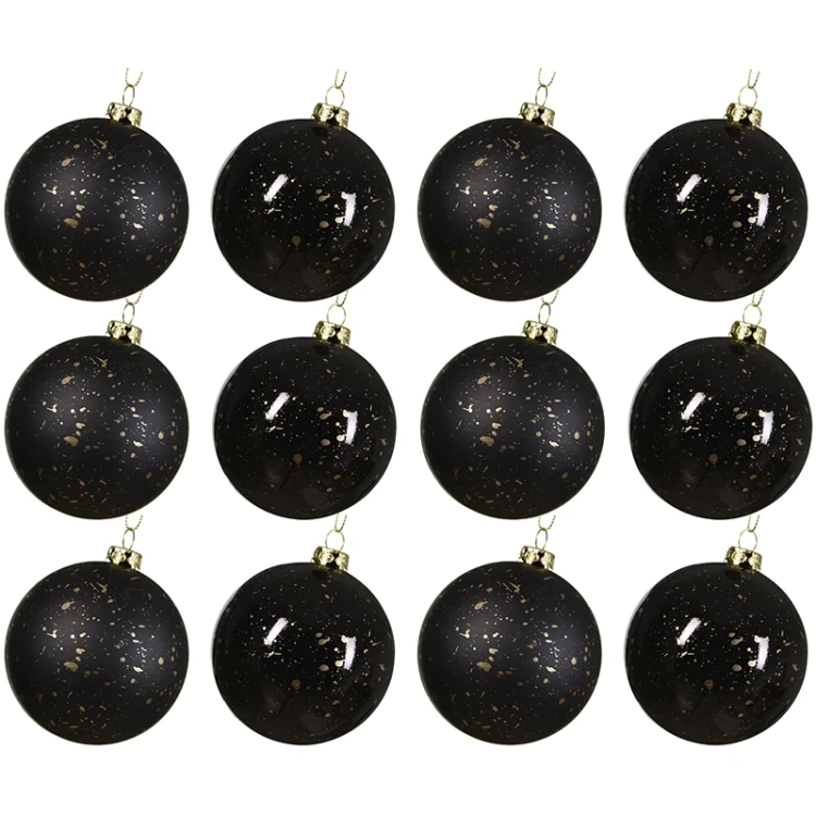 Czarne plastikowe bombki choinkowe 12 szt. 8 cm