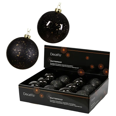 Czarne plastikowe bombki choinkowe 12 szt. 8 cm