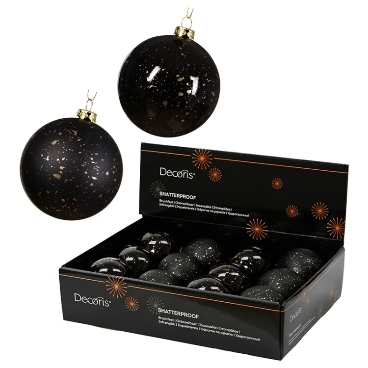 Czarne plastikowe bombki choinkowe 12 szt. 8 cm