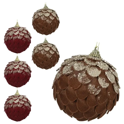 Piankowa szyszka - zawieszka choinkowa 8 cm 6 szt mix