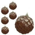 Piankowa szyszka - zawieszka choinkowa 8 cm 6 szt brązowy