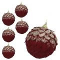 Piankowa szyszka - zawieszka choinkowa 8 cm 6 szt bordowy