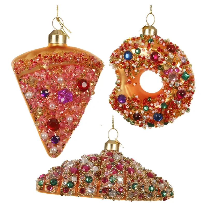 Przekąski - szklane zawieszki choinowe 11 cm mix