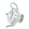Białe iryzowane zawieszki choinkowe - 10 cm imbryk