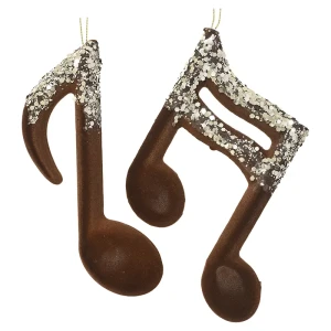 Muzyczne elementy - plastikowe zawieszki choinkowe z brokatem 15 cm 