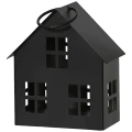Czarny metalowy domek choinkowy 8 cm