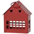 Czerwony metalowy domek choinkowy 8 cm