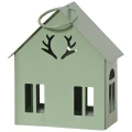 Zielony metalowy domek choinkowy 8 cm