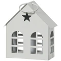 Biały metalowy domek choinkowy 8 cm