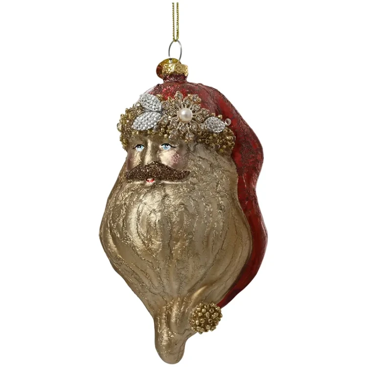 Szklany Mikołaj - szklana zawieszka choinkowa 12 cm w1