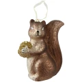 Wiewiórki - szklane zawieszki choinkowe 14 cm brązowe