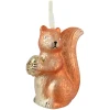 Wiewiórki - szklane zawieszki choinkowe 14 cm pomarańczowe