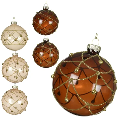 Przezroczyste szklane bombki choinkowe - 8 cm kpl. 6 szt. mix