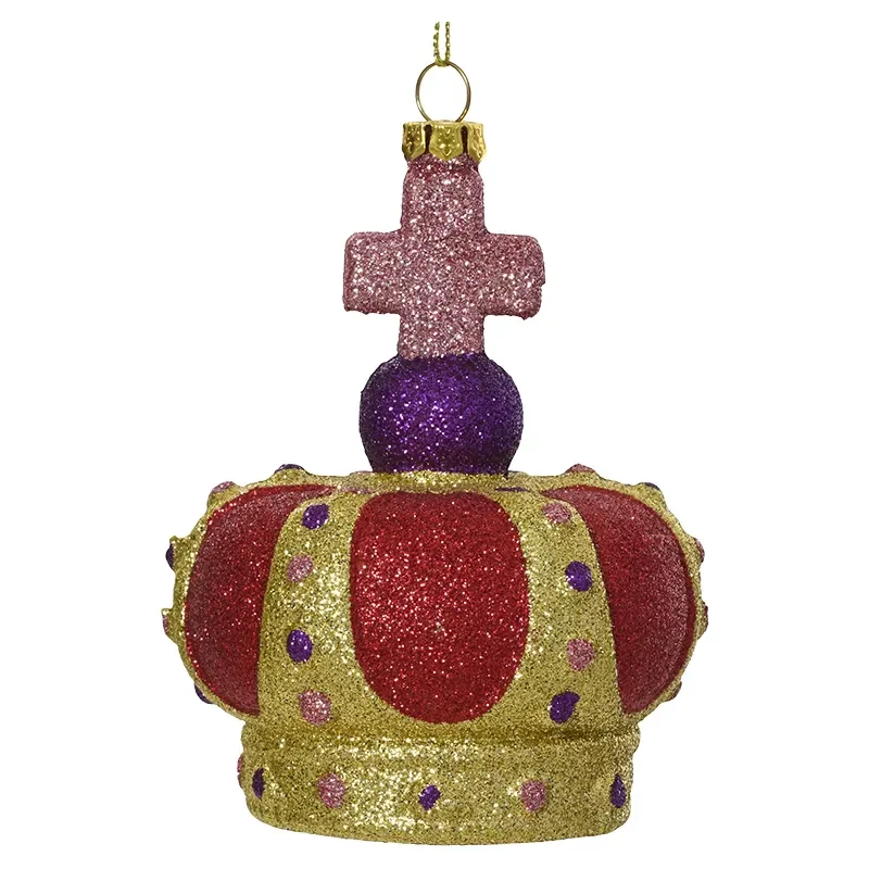 Brokatowa korona - zawieszka choinkowa 10 cm