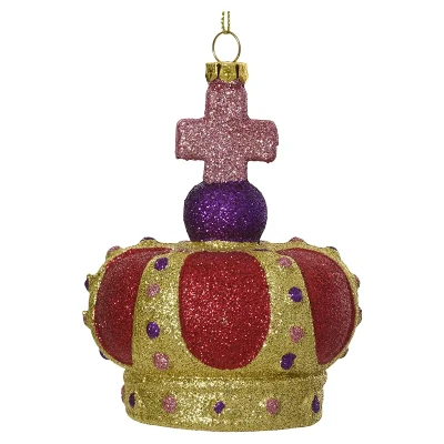 Brokatowa korona - zawieszka choinkowa 10 cm