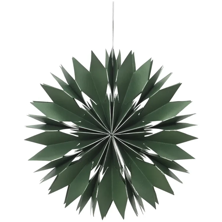 Zielona papierowa gwiazda choinkowa 30 cm w2