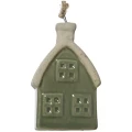 Porcelanowe domki - zawieszki na choinkę 7 cm zielony