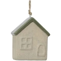 Porcelanowe domki - zawieszki na choinkę 7 cm z zielonym dachem