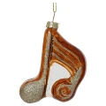 Muzyczne nuty - szklane brązowe zawieszki choinkowe 9,7 cm w1