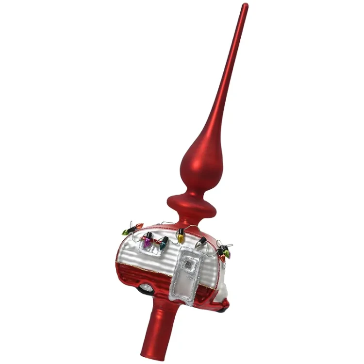 Szklany szpic choinkowy 31 cm kamper