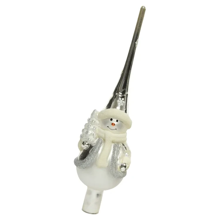 Bałwan Szklany szpic choinkowy 28 cm