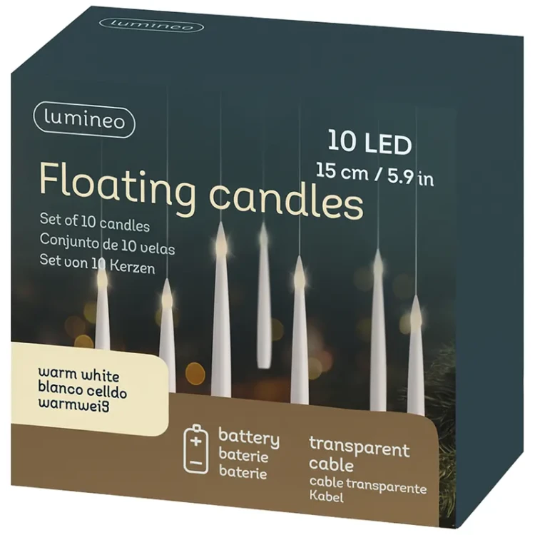 Wiszące świeczki LED - kpl. 10 szt. 15 cm