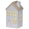 Biały ceramiczny domek z diodami LED 6,7x8,7x15,5cm wzór 2