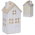 Biały ceramiczny domek z diodami LED 6,7x8,7x15,5cm