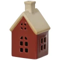 Domek - Porcelanowa figurka świąteczna czerwony z białym dachem