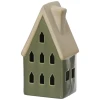 Domek - Porcelanowa figurka świąteczna zielony z białym dachem