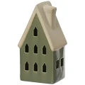 Domek - Porcelanowa figurka świąteczna zielony z białym dachem