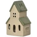 Domek - Porcelanowa figurka świąteczna biały z zielonym dachem